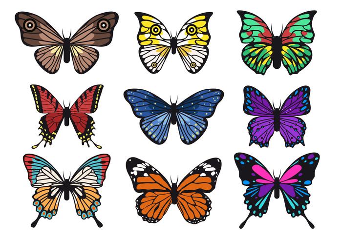 Belle collezioni di farfalle vettoriali