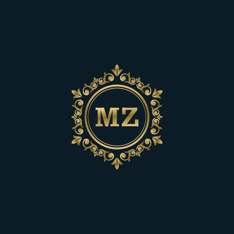 lettera mz logo con lusso oro modello. eleganza logo vettore modello.