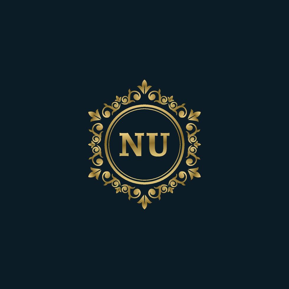 lettera nu logo con lusso oro modello. eleganza logo vettore modello.