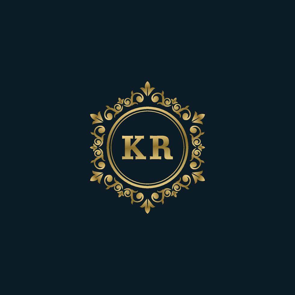 lettera kr logo con lusso oro modello. eleganza logo vettore modello.