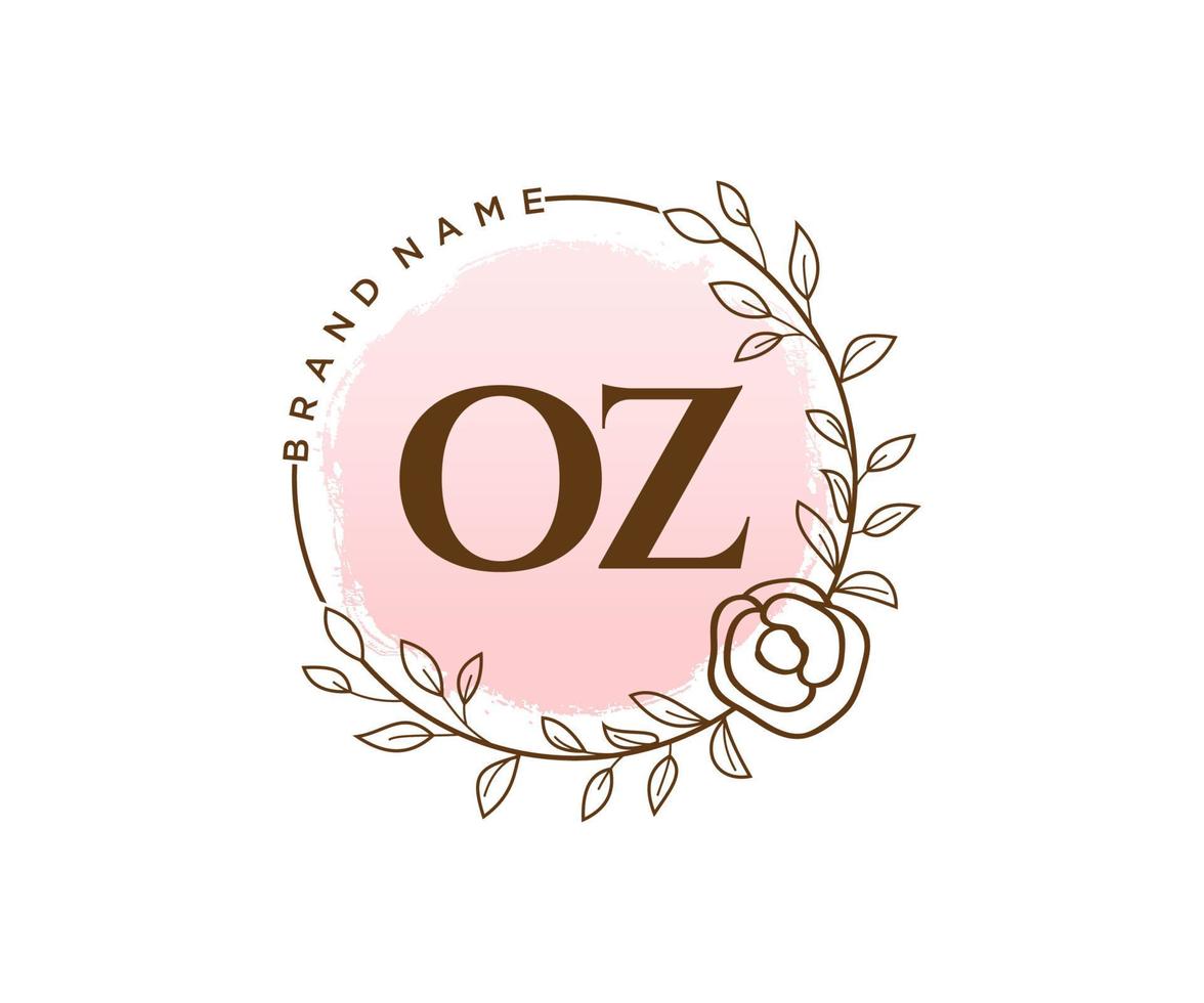 iniziale oz femminile logo. utilizzabile per natura, salone, terme, cosmetico e bellezza loghi. piatto vettore logo design modello elemento.