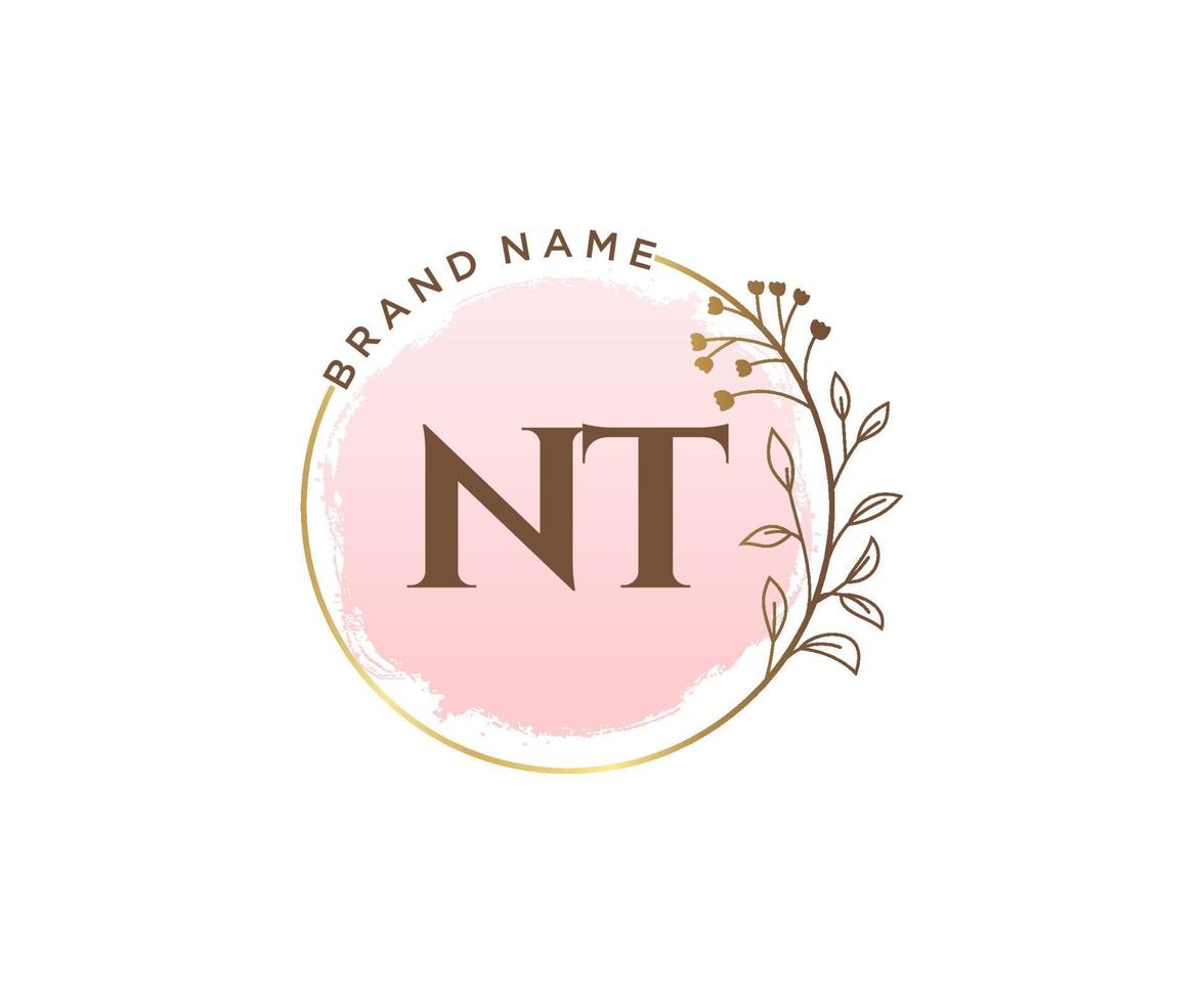 iniziale nt femminile logo. utilizzabile per natura, salone, terme, cosmetico e bellezza loghi. piatto vettore logo design modello elemento.