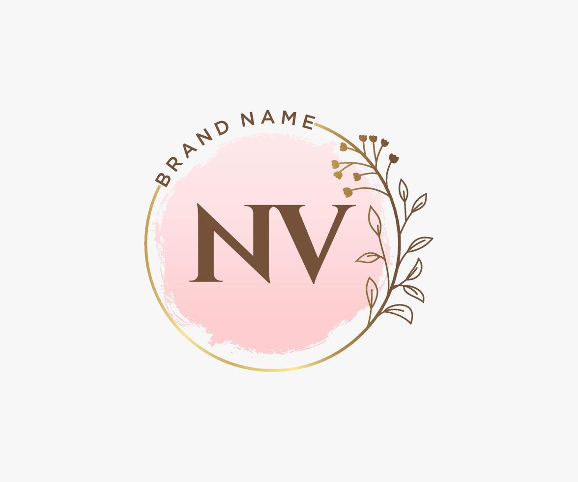 iniziale nv femminile logo. utilizzabile per natura, salone, terme, cosmetico e bellezza loghi. piatto vettore logo design modello elemento.