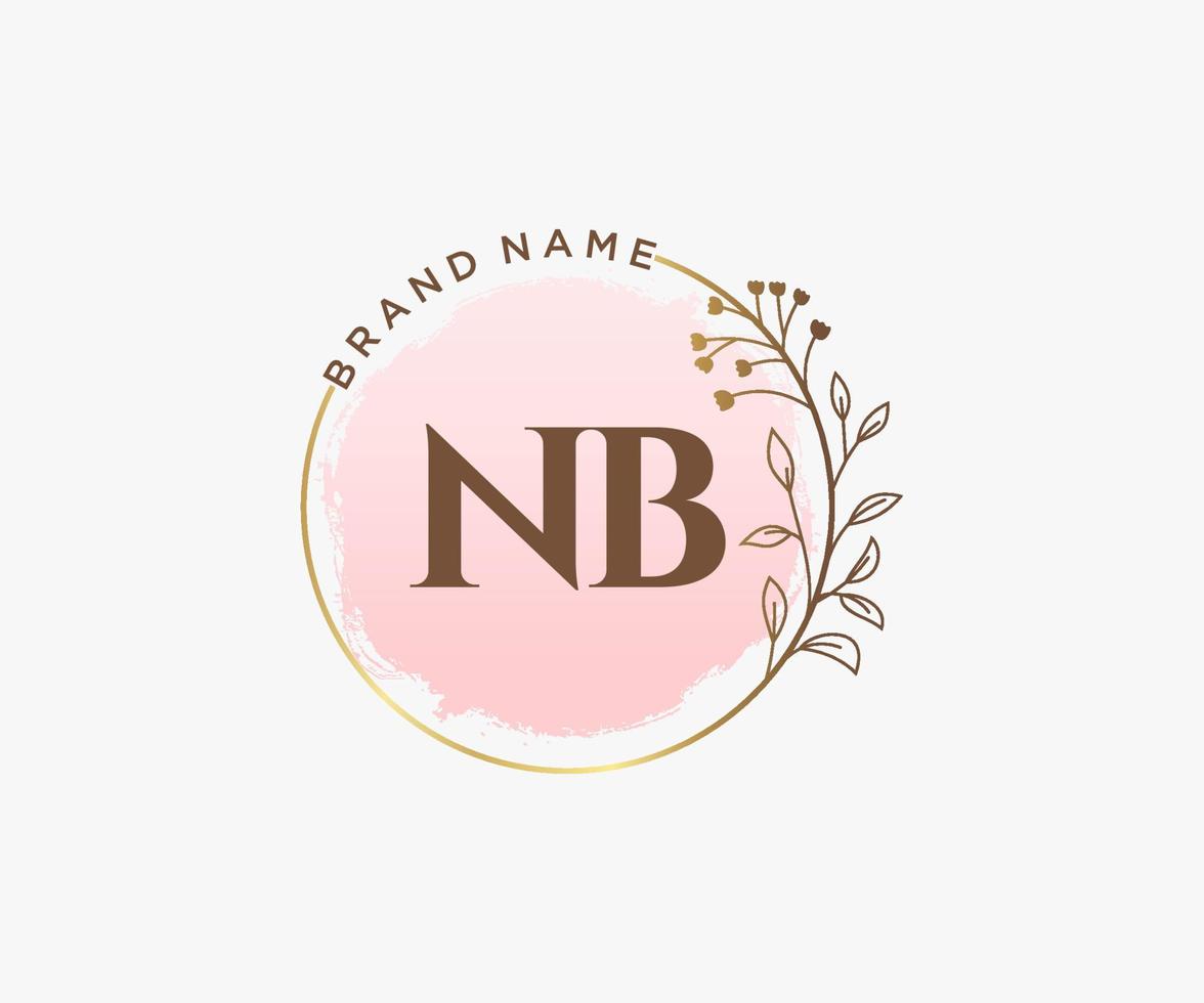 iniziale nb femminile logo. utilizzabile per natura, salone, terme, cosmetico e bellezza loghi. piatto vettore logo design modello elemento.