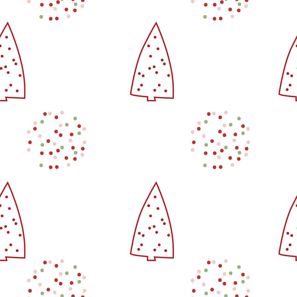 Natale senza soluzione di continuità modello con carino rosso linea Natale albero. vacanza inverno piazza modello. bianca sfondo. carino illustrazione. inverno nuovo anno sfondo vettore