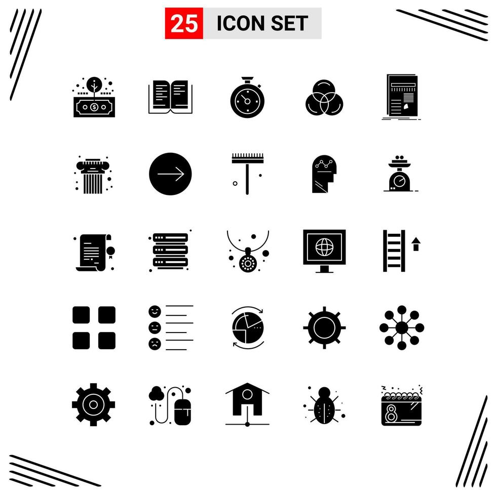 25 icone solido stile griglia basato creativo glifo simboli per sito web design semplice solido icona segni isolato su bianca sfondo 25 icona impostato creativo nero icona vettore sfondo