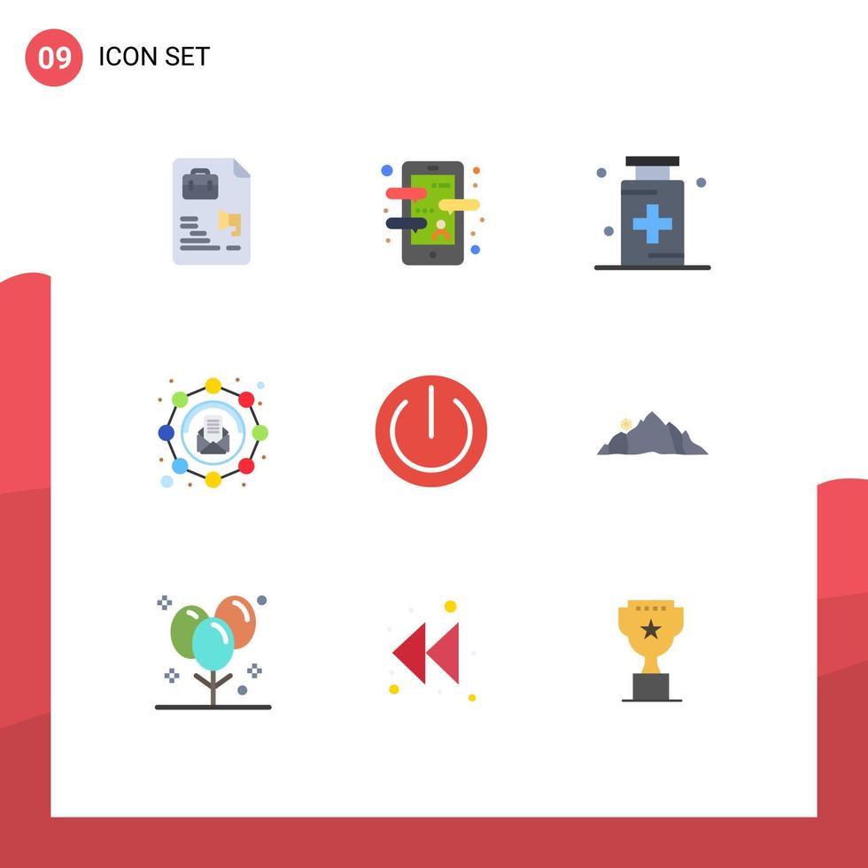 impostato di 9 vettore piatto colori su griglia per Messaggio e-mail linguaggio App affiliato ospedale modificabile vettore design elementi