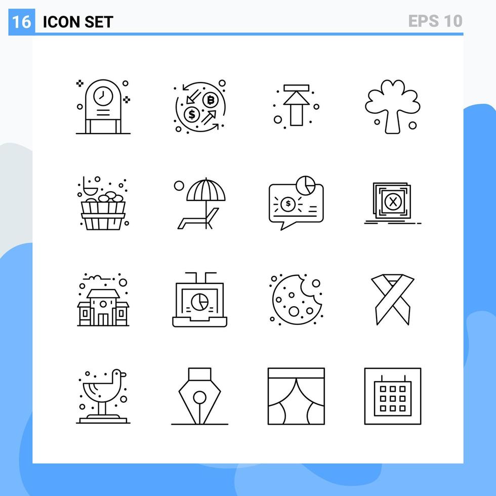 moderno 16 linea stile icone schema simboli per generale uso creativo linea icona cartello isolato su bianca sfondo 16 icone imballare vettore