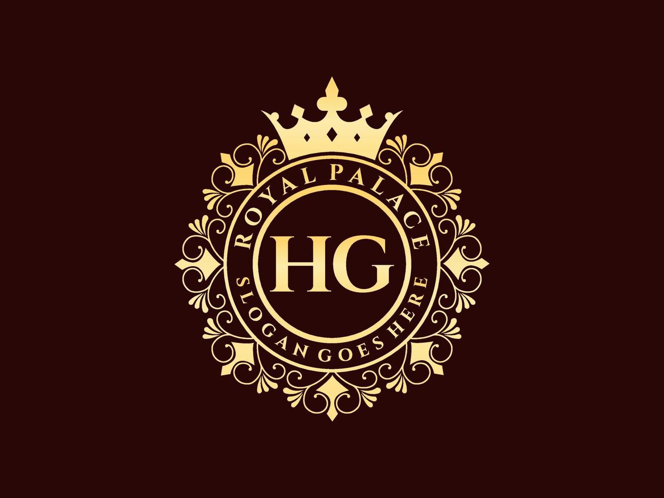 lettera hg antico reale lusso vittoriano logo con ornamentale telaio. vettore