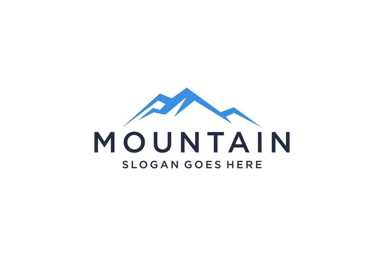 astratto montagna logo. bianca forma lineare stile isolato su blu colore. piatto vettore logo design modello elemento.