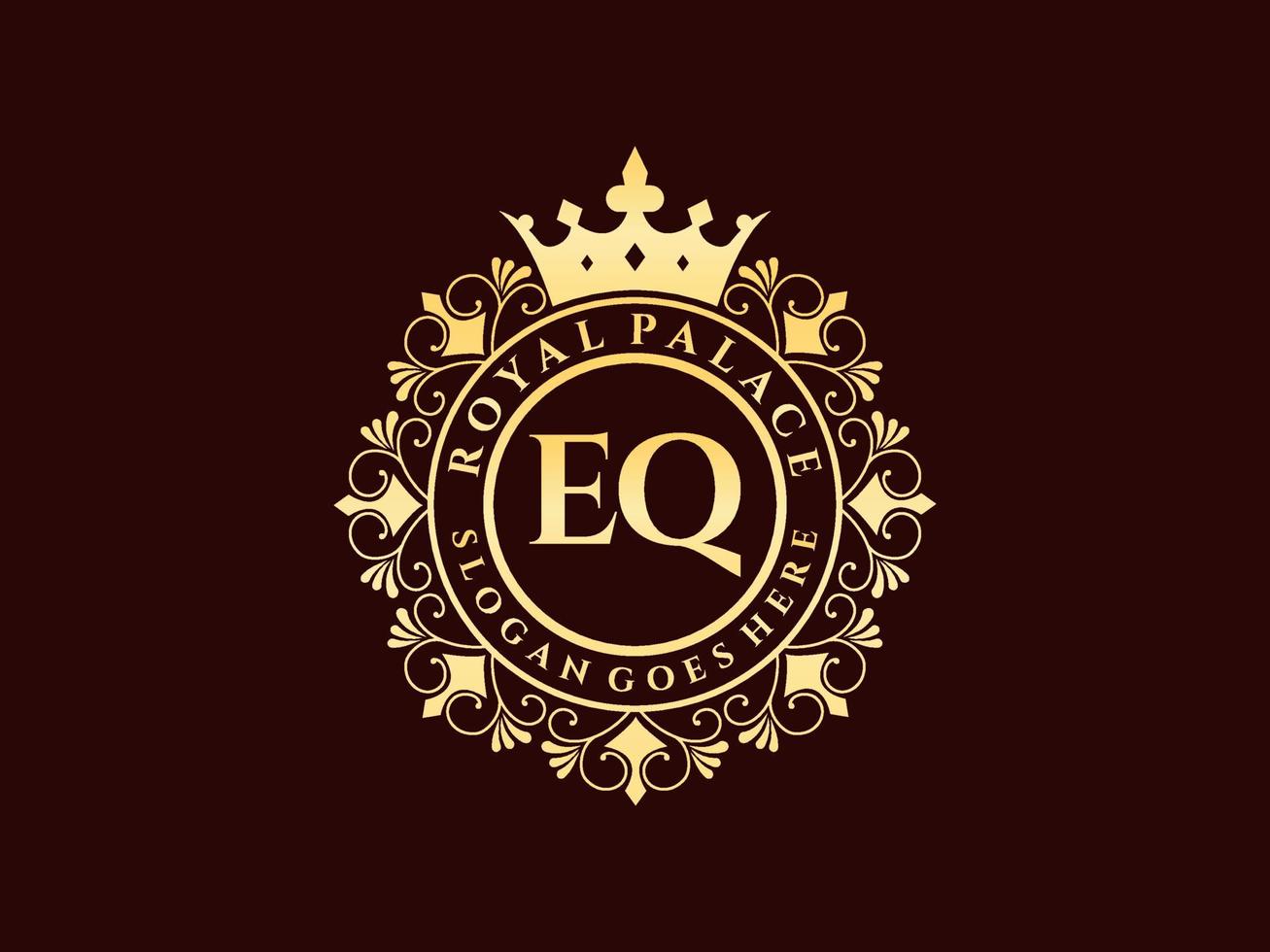 lettera eq antico reale lusso vittoriano logo con ornamentale telaio. vettore