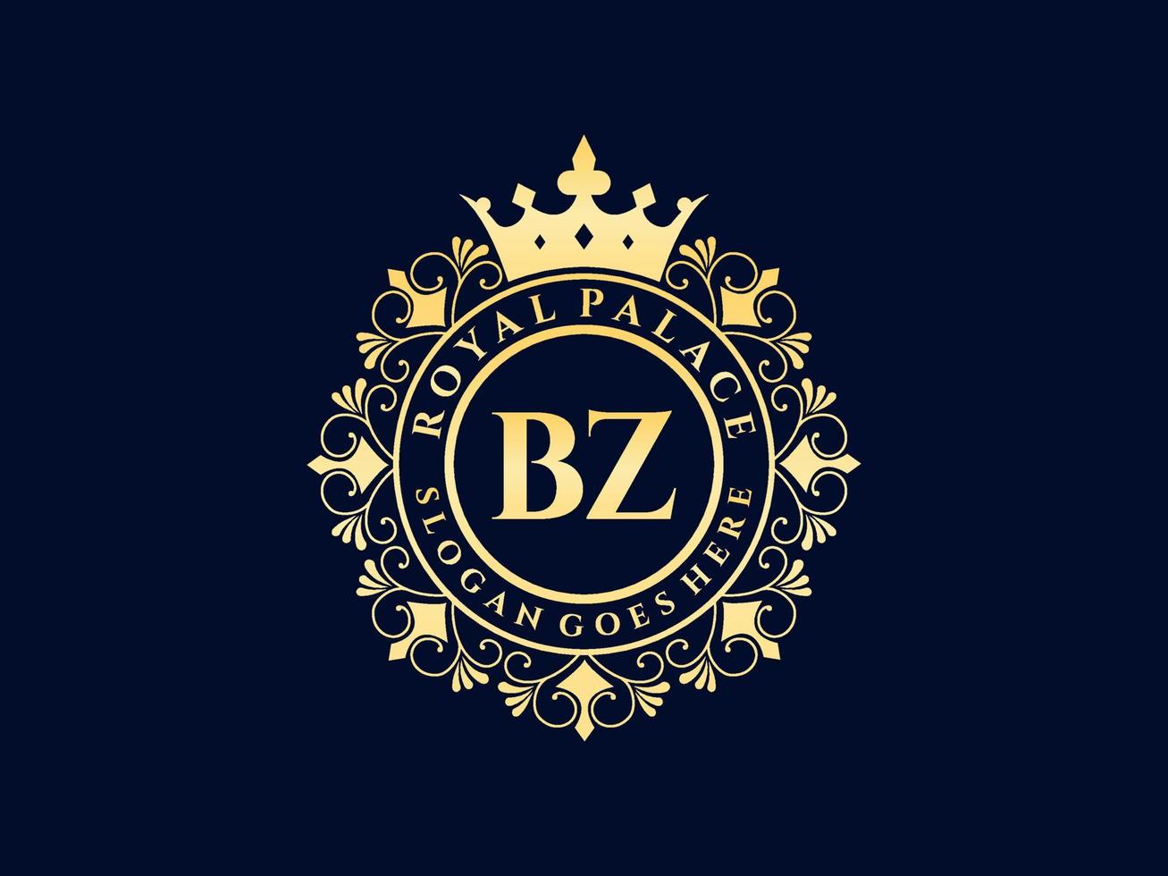 lettera bz antico reale lusso vittoriano logo con ornamentale telaio. vettore