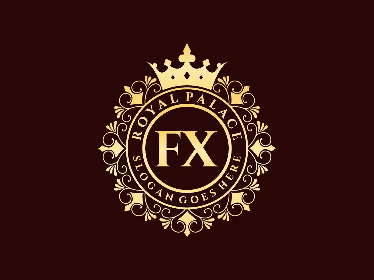 lettera fx antico reale lusso vittoriano logo con ornamentale telaio. vettore