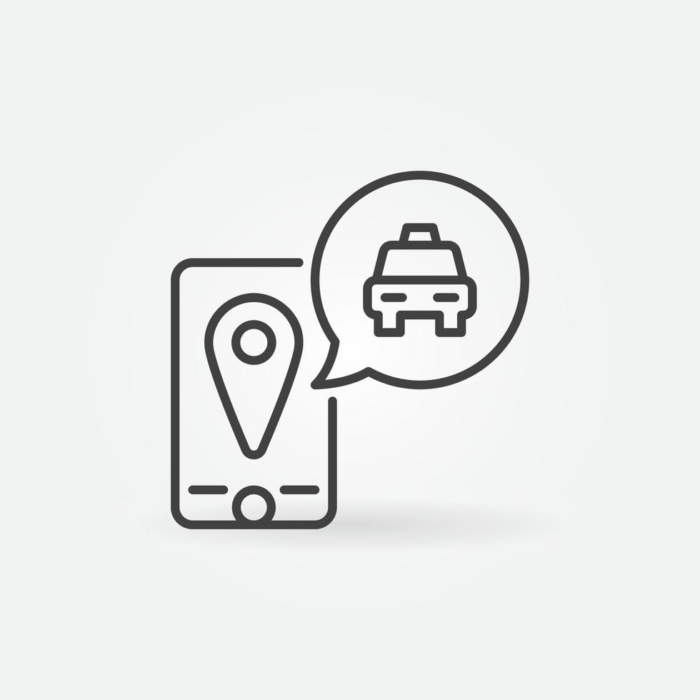 smartphone e Taxi discorso bolla vettore concetto lineare icona