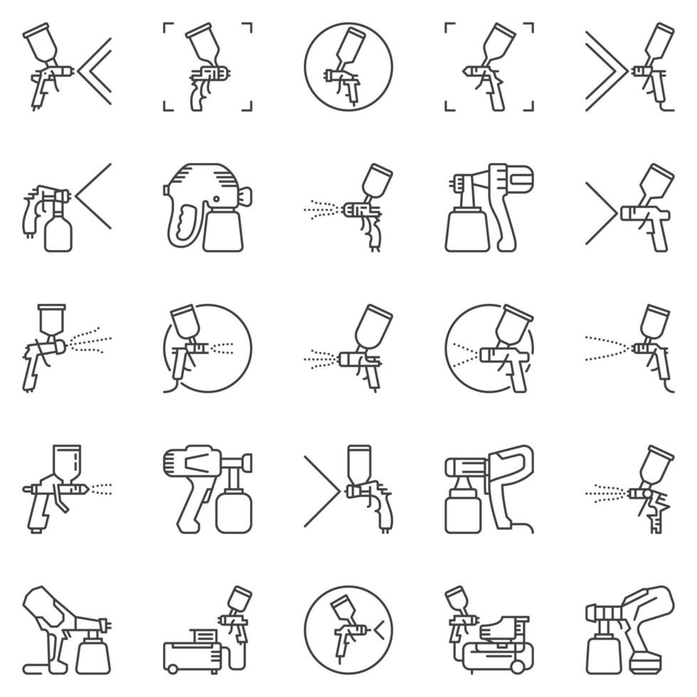 spray pistola e dipingere spruzzatore schema vettore icone impostato