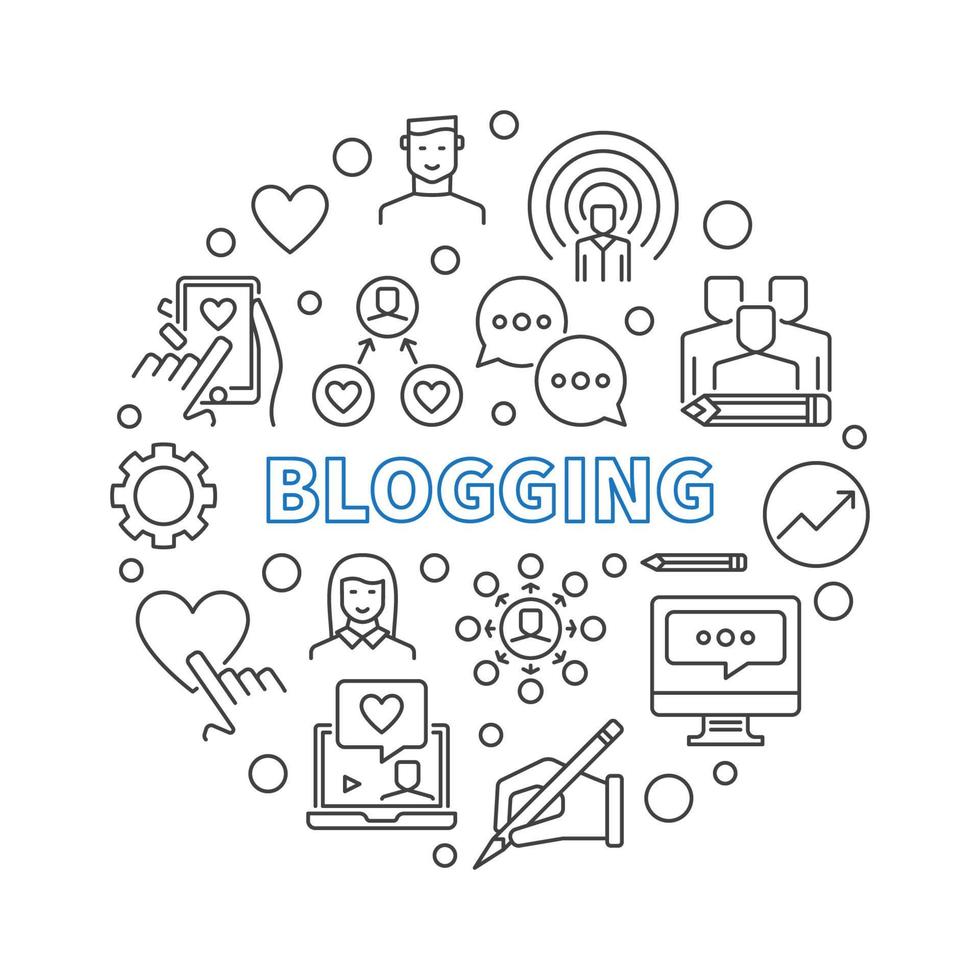 blogging vettore circolare concetto illustrazione nel schema stile