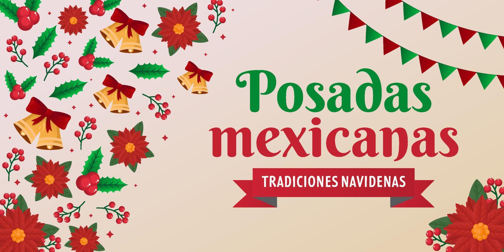 pendenza posadas mexicanas orizzontale bandiera illustrazione vettore