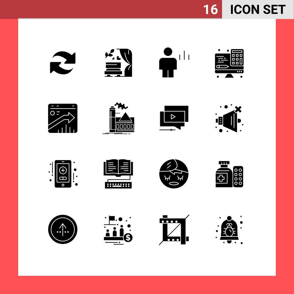 impostato di 16 moderno ui icone simboli segni per freccia interfaccia analitica computer umano modificabile vettore design elementi
