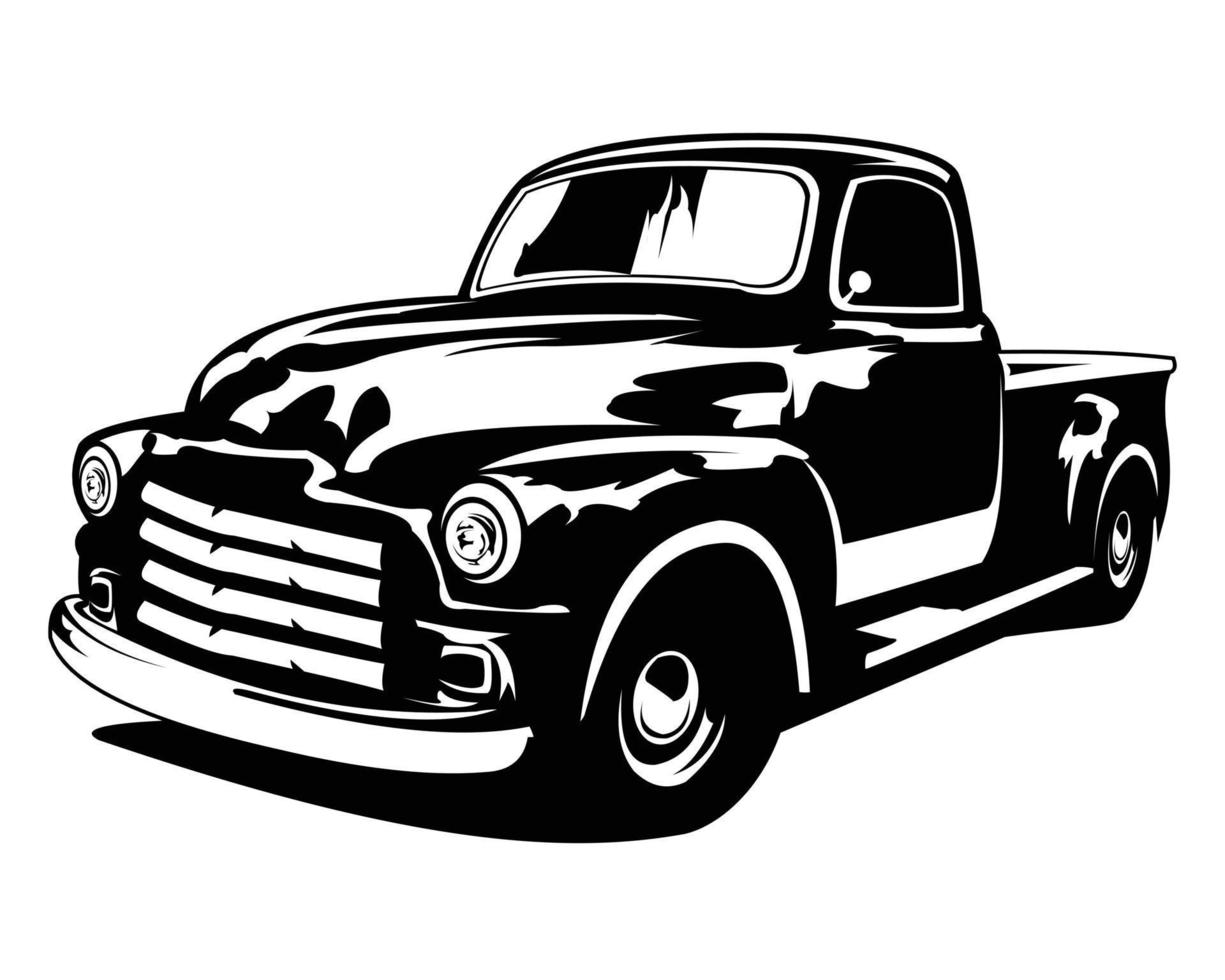 vecchio americano camion logo mostrando davanti isolato bianca sfondo. il migliore premio qualità camion disegni per il camion auto industria. vettore illustrazione a disposizione nel eps 10.