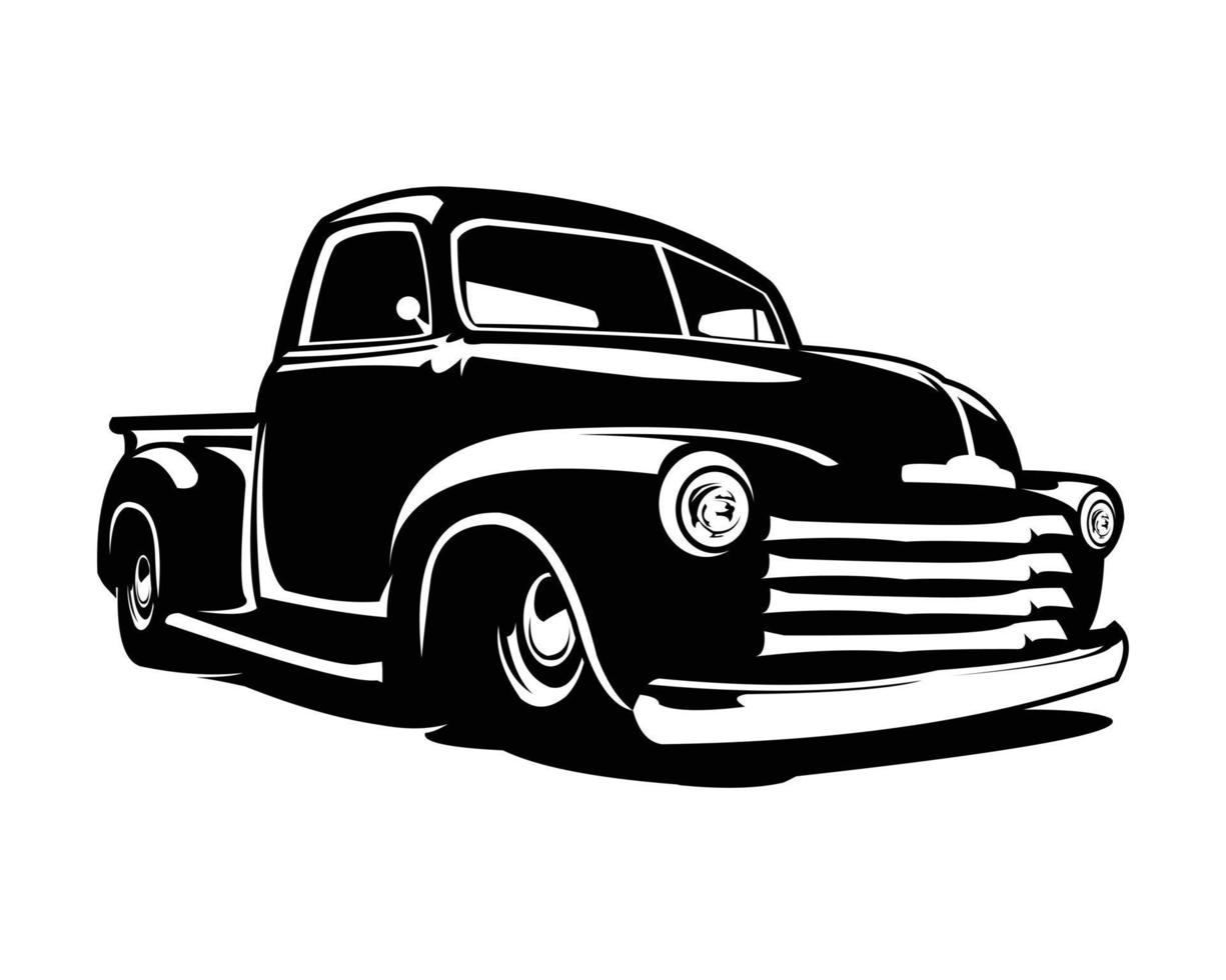 vecchio americano camion logo mostrando davanti isolato bianca sfondo. il migliore premio qualità camion disegni per il camion auto industria. vettore illustrazione a disposizione nel eps 10.