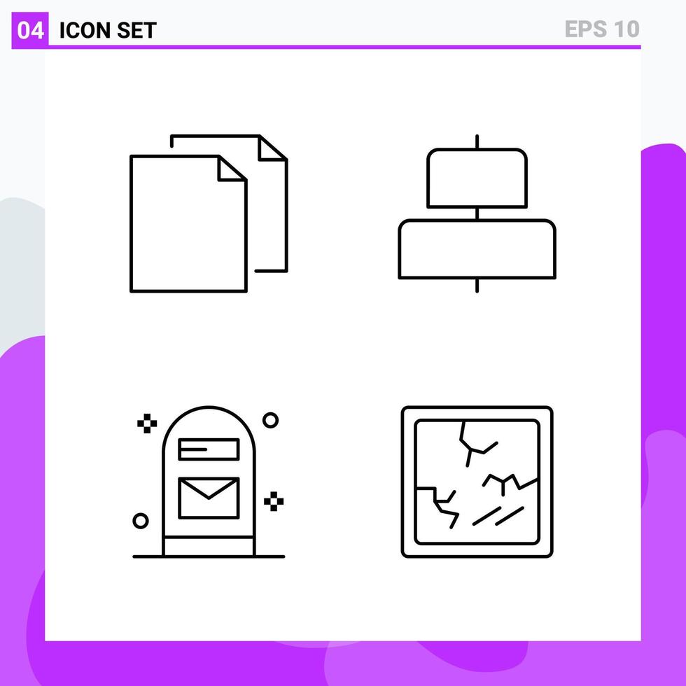 impostato di 4 icone nel linea stile creativo schema simboli per sito web design e mobile applicazioni semplice linea icona cartello isolato su bianca sfondo 4 icone vettore