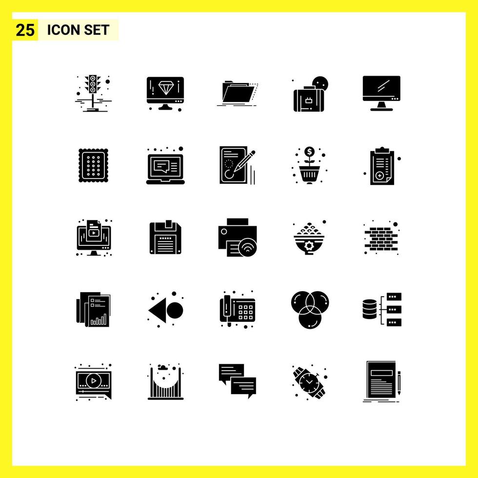 25 solido glifo concetto per siti web mobile e applicazioni computer sole archivio estate cartella modificabile vettore design elementi