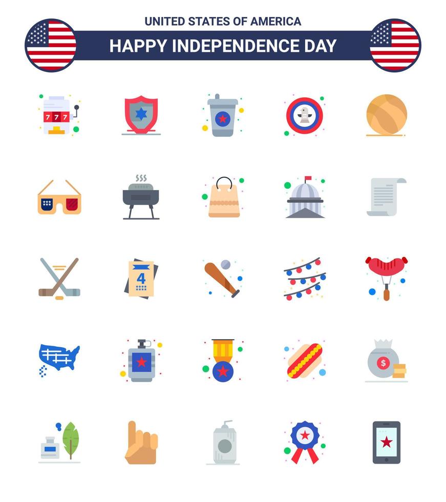 25 creativo Stati Uniti d'America icone moderno indipendenza segni e 4 ° luglio simboli di americano calcio bevanda distintivo celebrazione modificabile Stati Uniti d'America giorno vettore design elementi