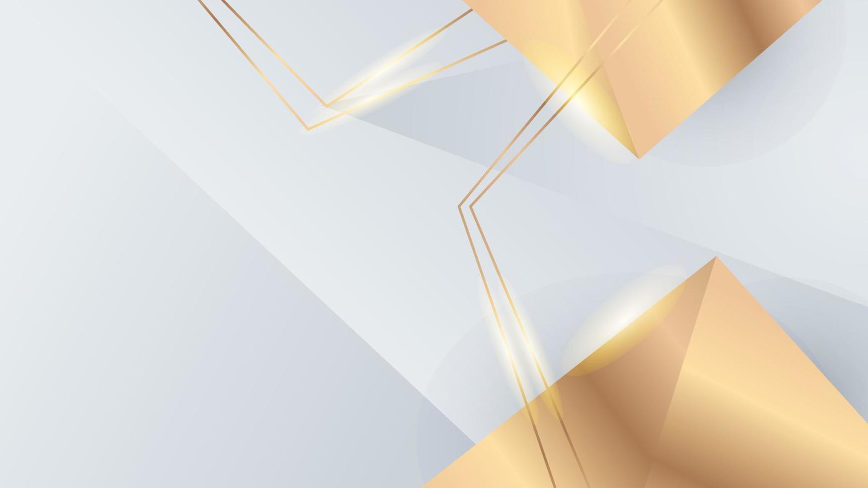 bianca e oro sfondo con lusso astratto geometrico forme decorazione elementi per presentazione disegno, attività commerciale carta, nozze design vettore