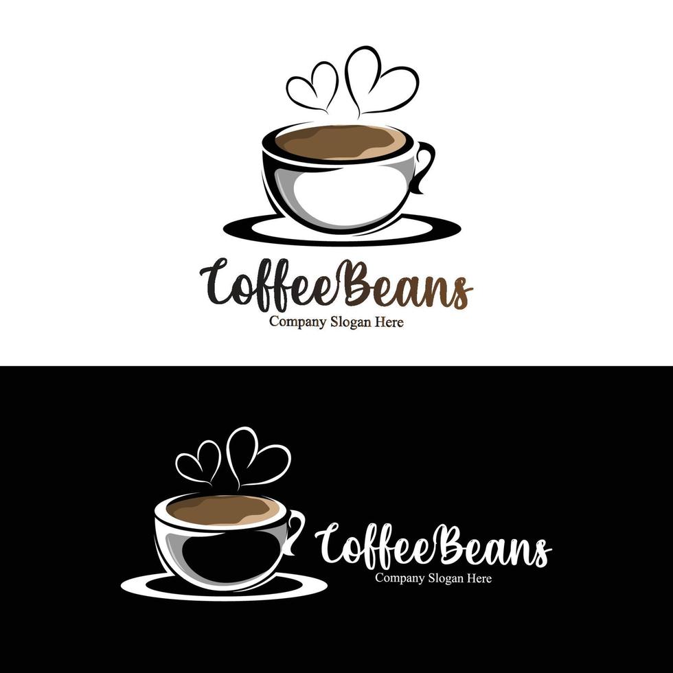 caffè fagiolo bevanda logo design nel Marrone colore vettore illustrazione