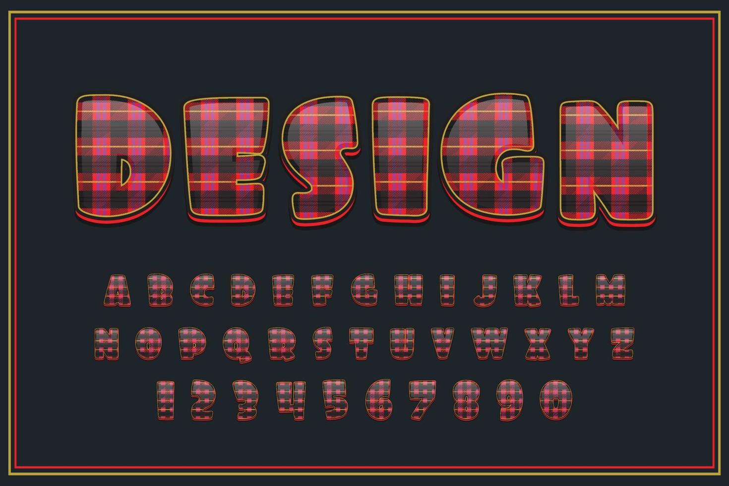decorativo flanella font e alfabeto vettore