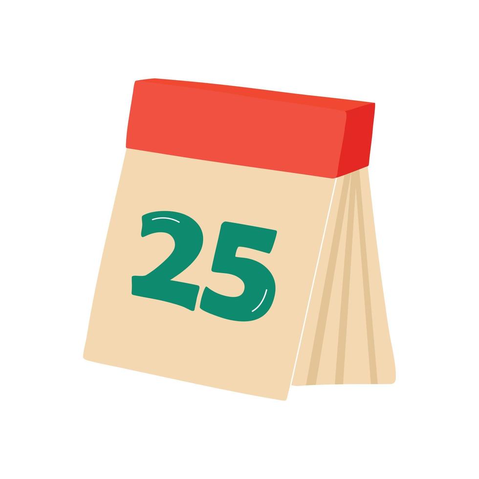 singolo mano disegnato Natale calendario con numero 25. vettore illustrazione per saluto carte, manifesti, adesivi e di stagione design.