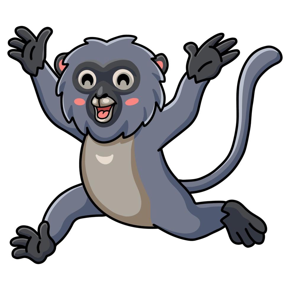 carino tetro foglia scimmia cartone animato in esecuzione vettore