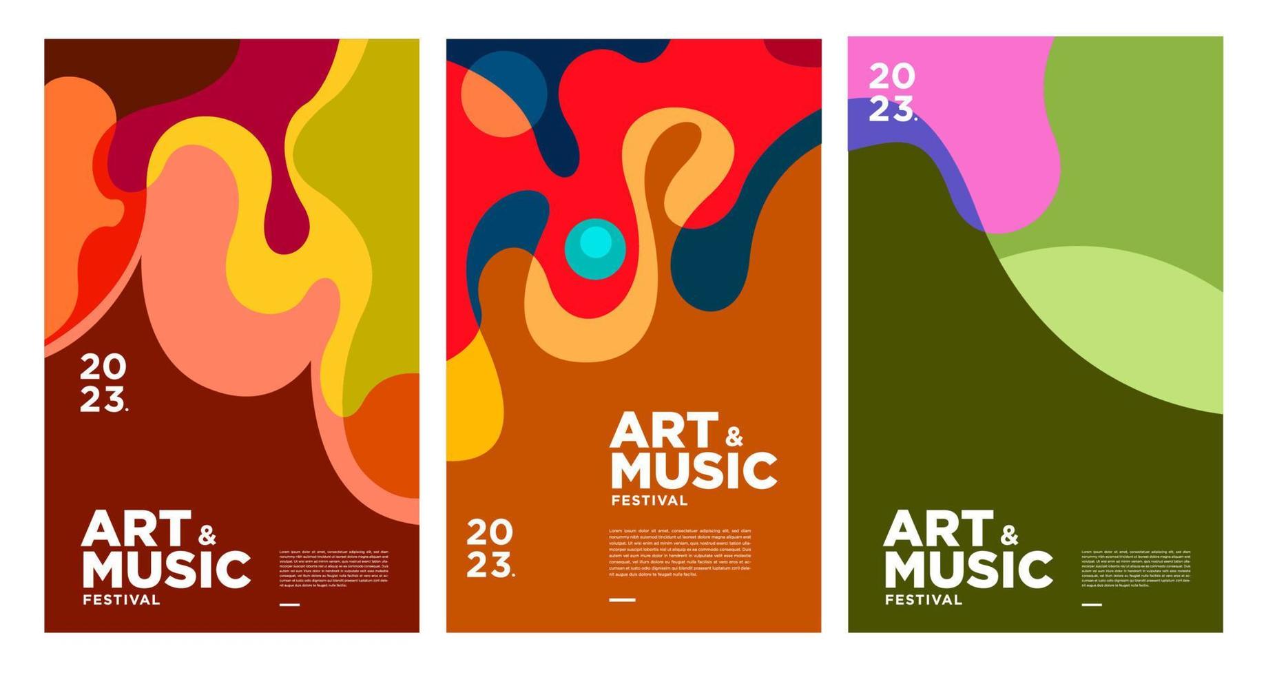 estate colorato arte e musica Festival manifesto e copertina modello 2023 vettore