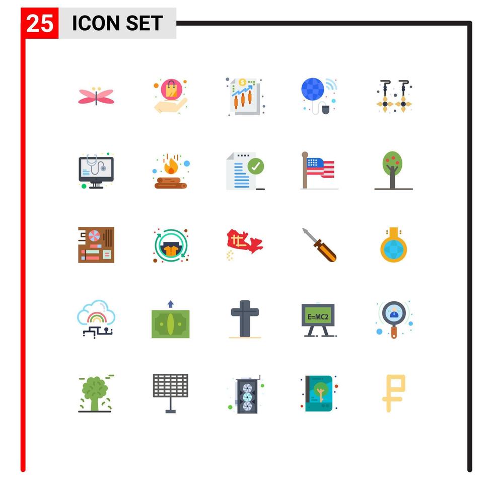 mobile interfaccia piatto colore impostato di 25 pittogrammi di far cadere Rete shopping Internet i soldi modificabile vettore design elementi