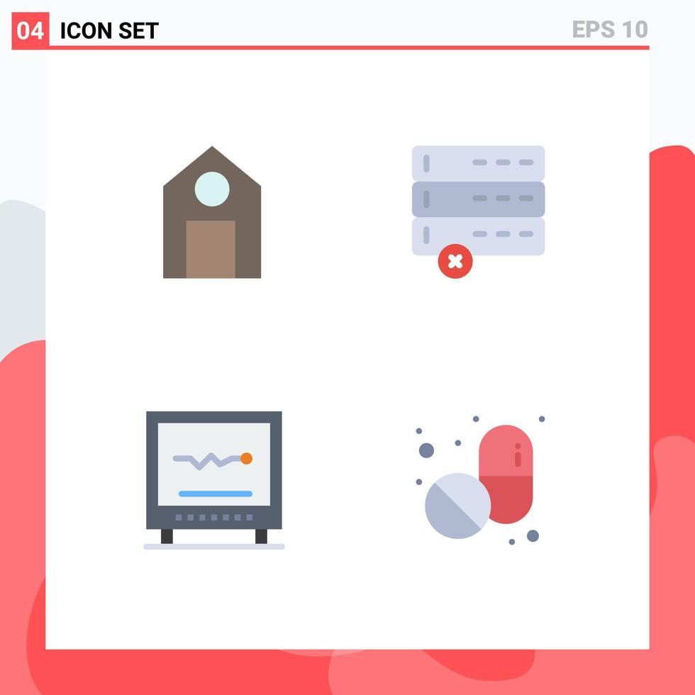 mobile interfaccia piatto icona impostato di 4 pittogrammi di formazione scolastica Salute scienza dispositivi ospedale modificabile vettore design elementi