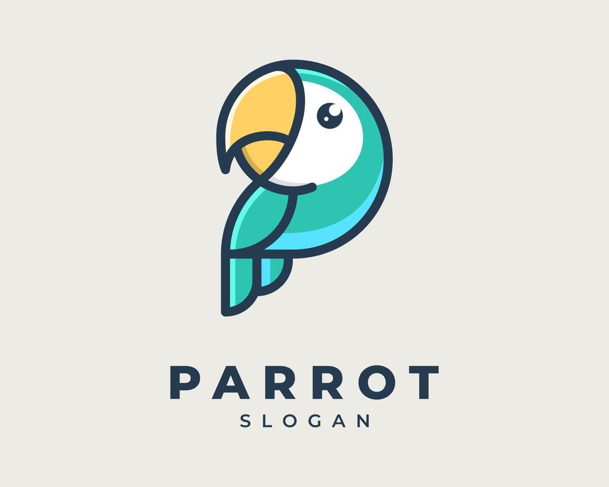 pappagallo uccello ara parrocchetto bellissimo esotico fauna cartone animato portafortuna illustrazione vettore logo design