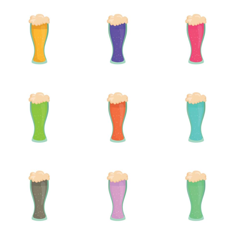impostato di 9 alcolizzato birra schiumoso colorato cocktail - vettore