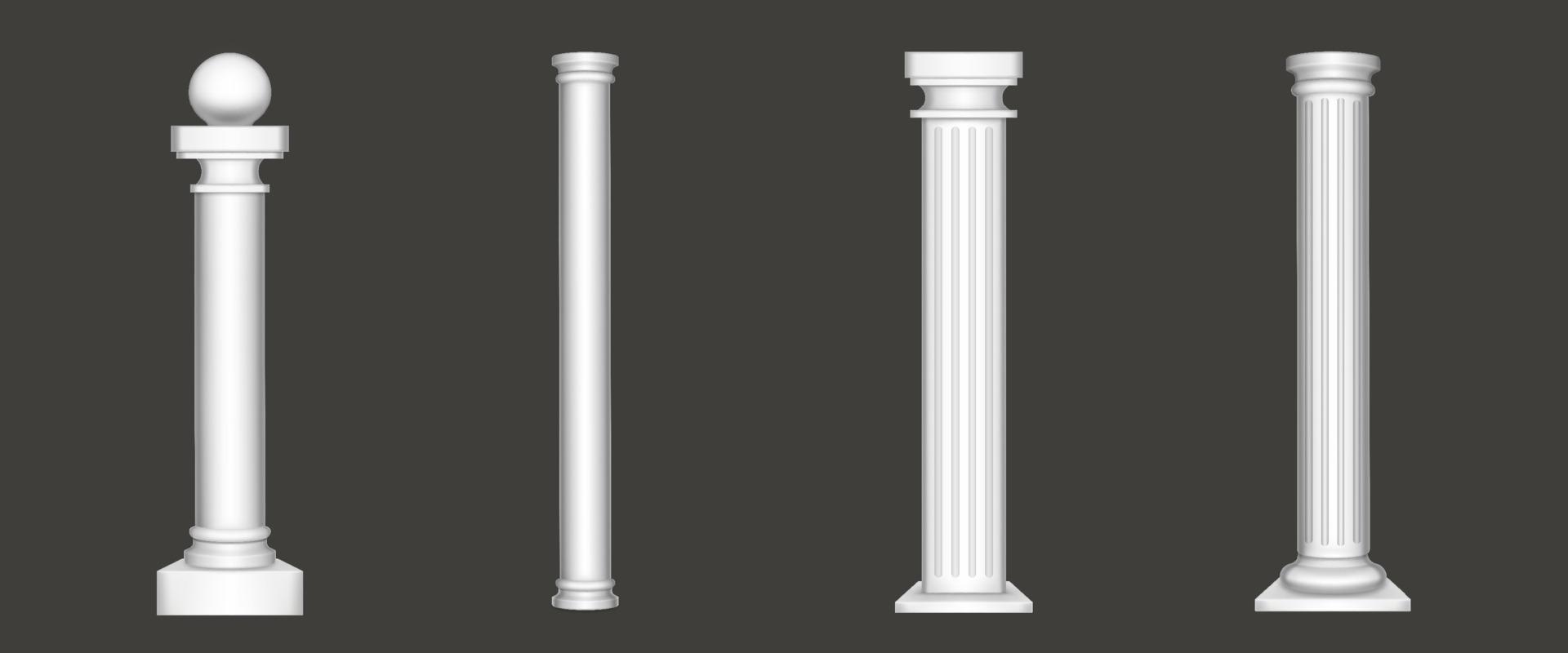 antico colonne impostato isolato su bianca sfondo vettore