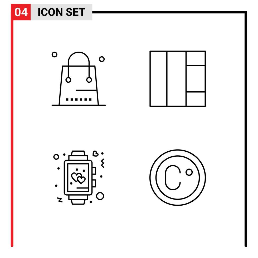 utente interfaccia imballare di 4 di base riga piena piatto colori di celebrazione tempo vacanza wireframe nozze modificabile vettore design elementi