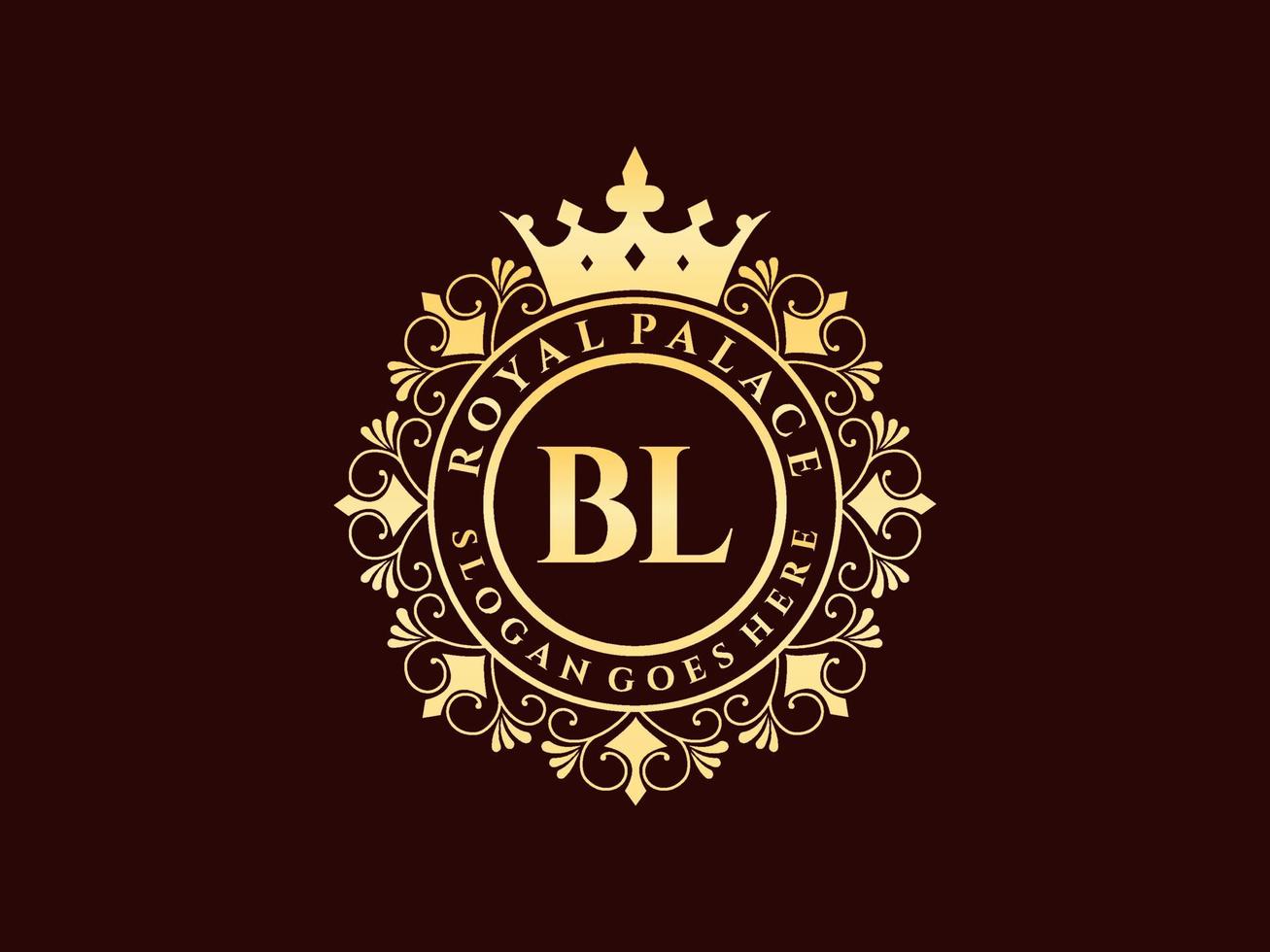 lettera bl antico reale lusso vittoriano logo con ornamentale telaio. vettore