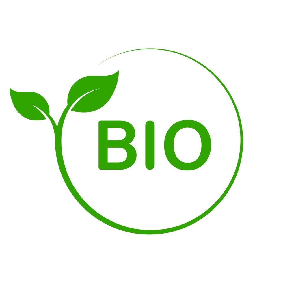 bio verde pianta francobollo. eco amichevole, salutare vegetariano cibo Prodotto biologico foglia simbolo. naturale ambiente bio emblema. ecologico vegano pianta cerchio etichetta. isolato vettore illustrazione.