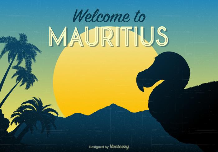 poster di viaggio retrò mauritius vettore