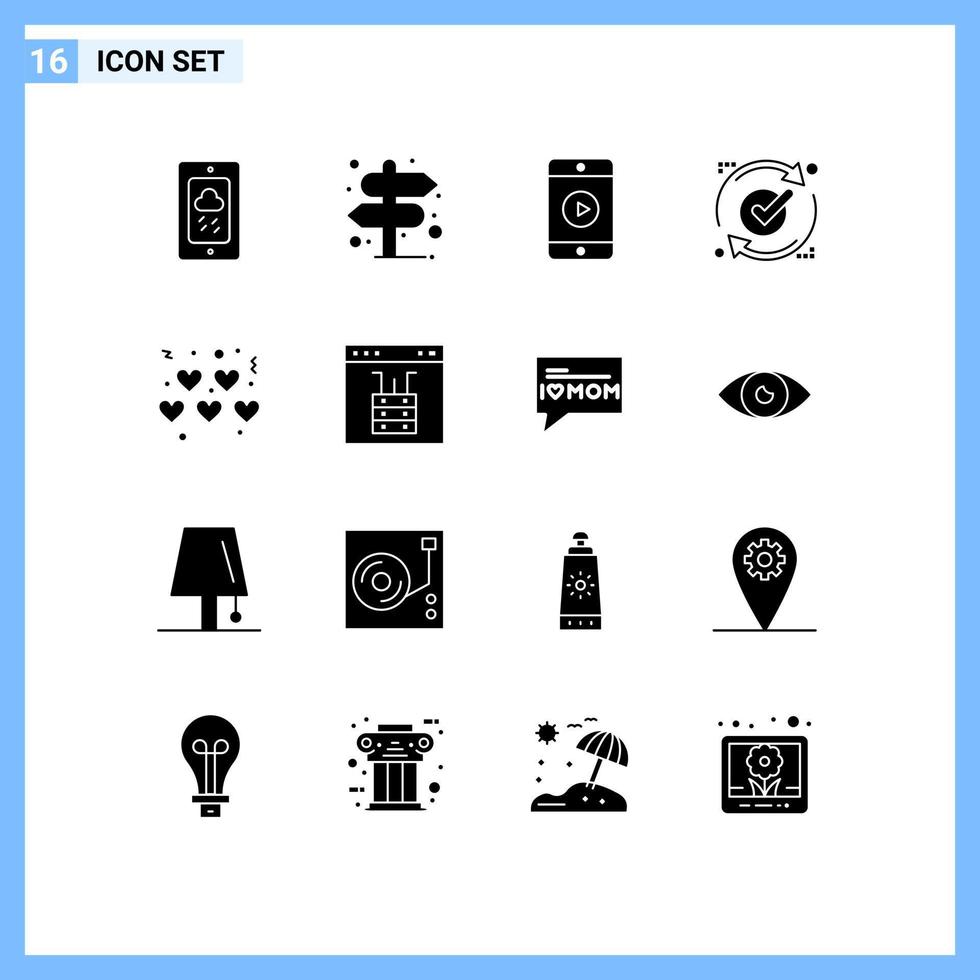 impostato di 16 moderno ui icone simboli segni per cuori ricaricare mobile bene ok modificabile vettore design elementi
