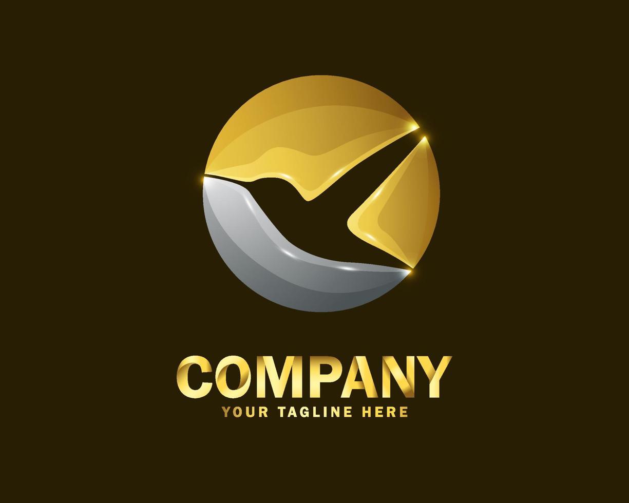 lusso oro colibrì logo design modello vettore