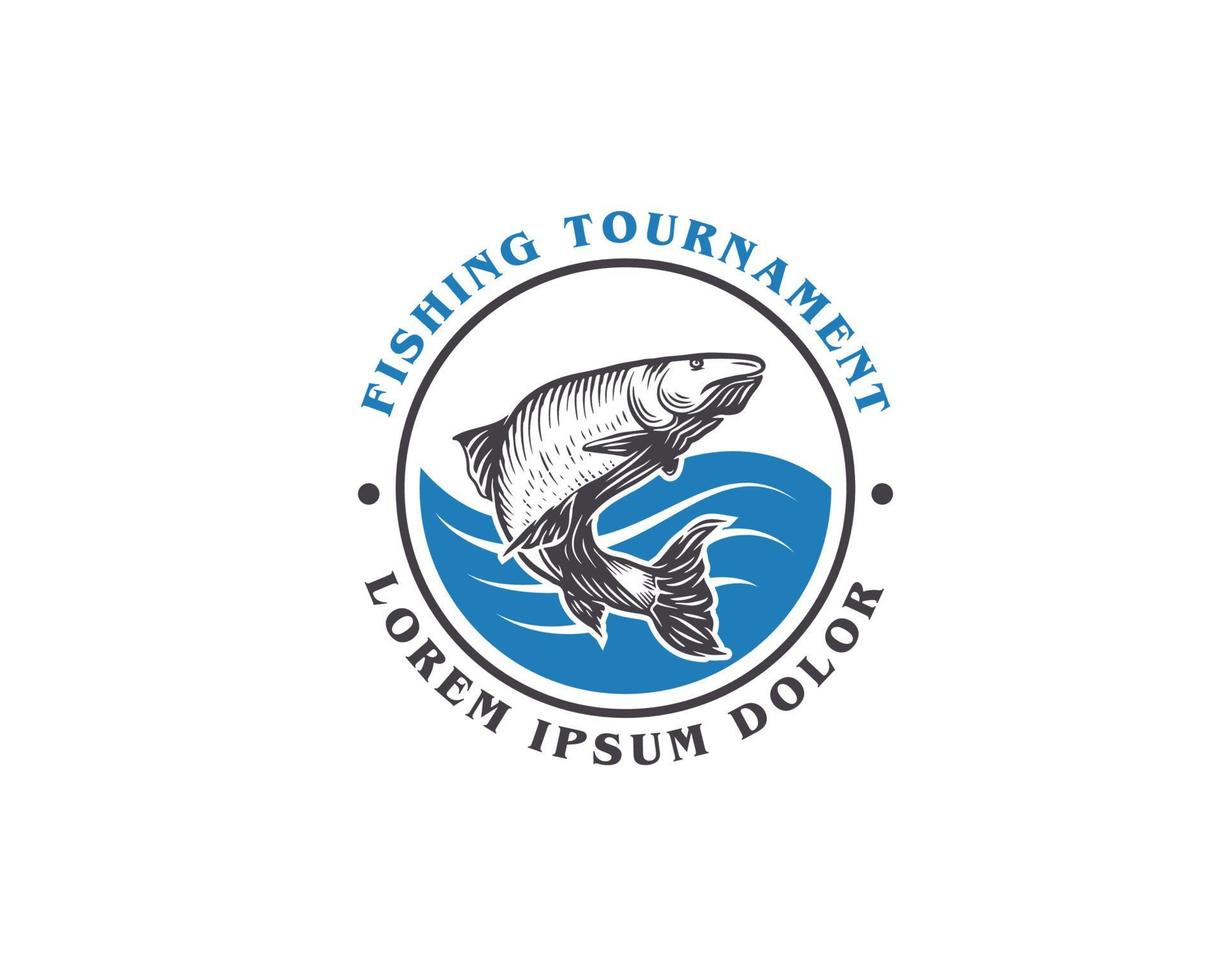 pesca torneo arrotondato logo design modello vettore