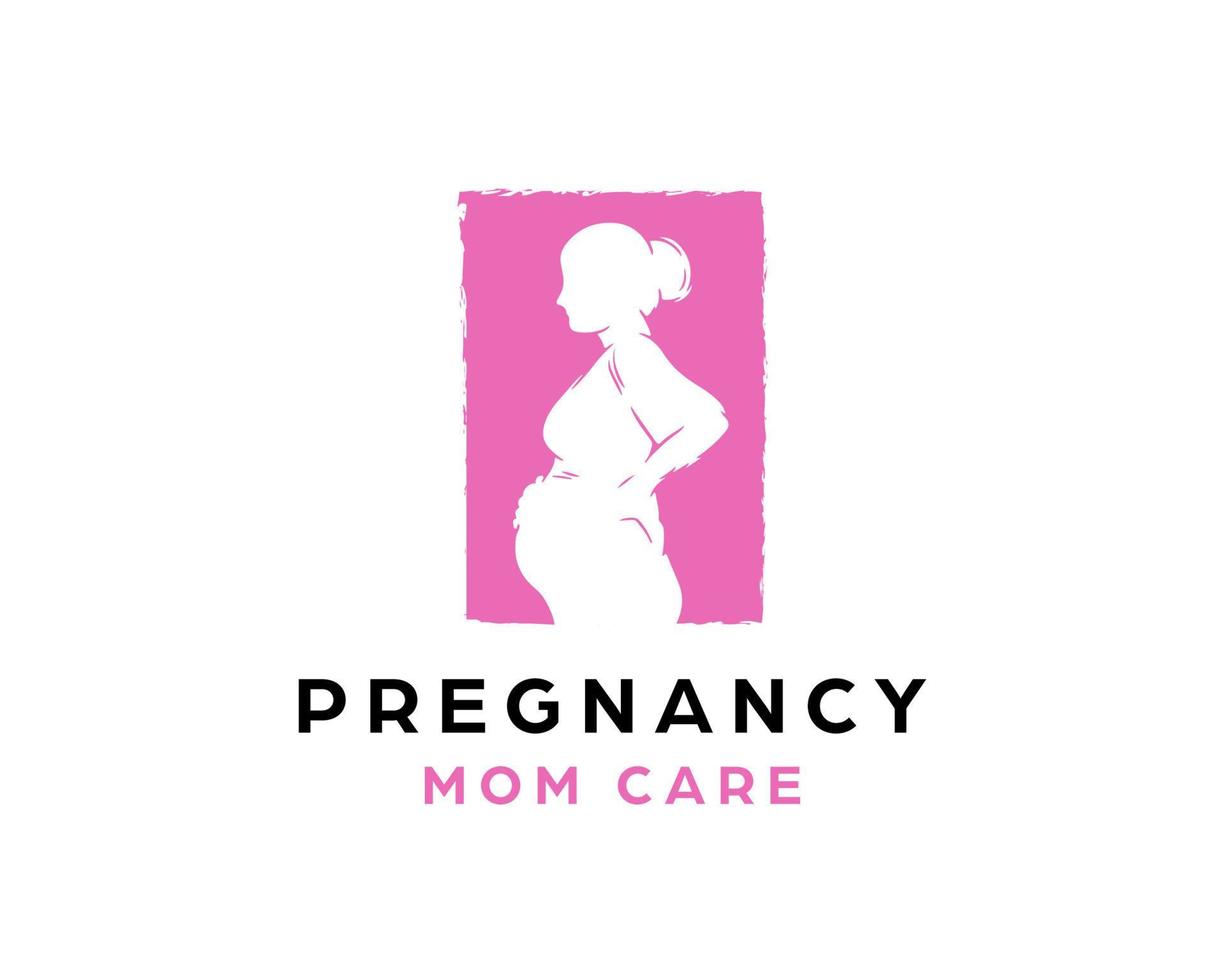 gravidanza donna logo. mamma cura logo design modello vettore