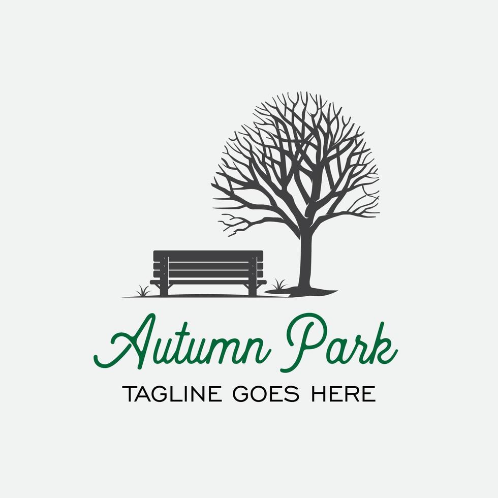 autunno parco e albero logo design modello vettore