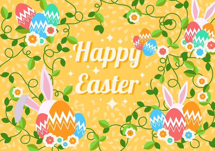 Uovo di Pasqua decorativo con sfondo di coniglio vettore