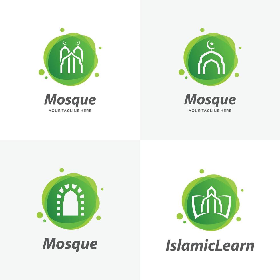 impostato di islamico moschea logo design modelli vettore