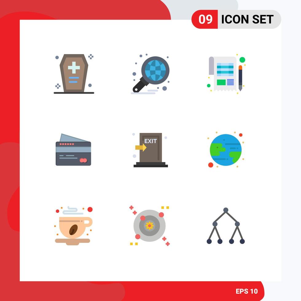 mobile interfaccia piatto colore impostato di 9 pittogrammi di pagamento carta grafico imposta pagamento modificabile vettore design elementi